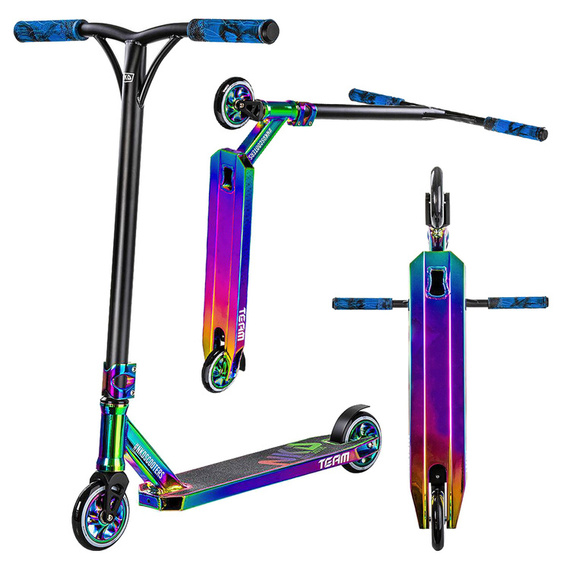 Hulajnoga Wyczynowa Tęczowa Lekka Aluminiowa Dla Dziecka NKD Team Tęczowa wys. 81 cm 