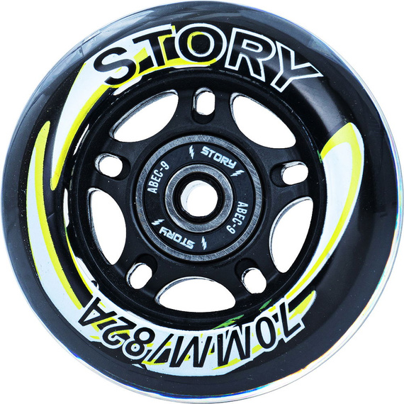 Kółka z łożyskami do rolek Story Inline Skates Wheels Czarno-Żółty 64 mm (8 szt.)