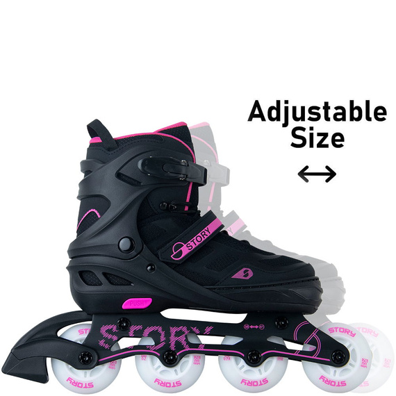 Rolki regulowane Story Fusion Adjustable Inline Skates Różowy LED