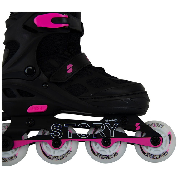 Rolki regulowane Story Midnight Adjustable Inline Skates Czarno-Różowy LED