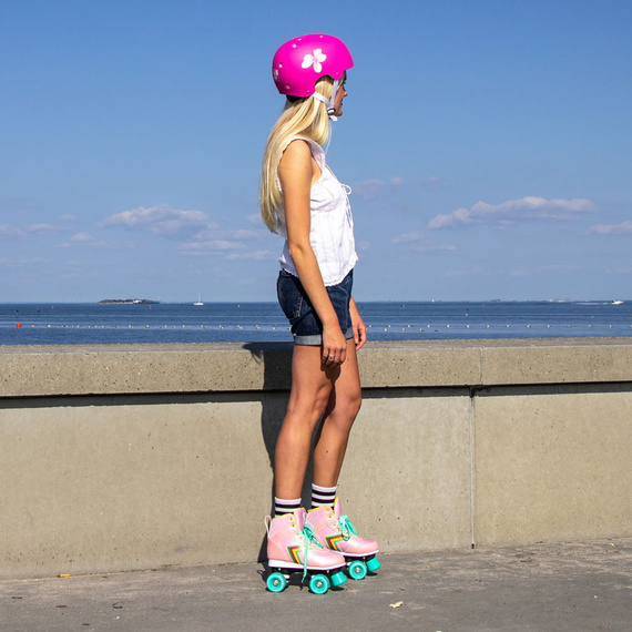 Kask Na Deskorolkę Hulajnogę NKX Brain Saver Flower Różowo-Biały