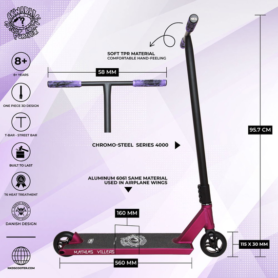 Hulajnoga Wyczynowa NKD MV PRO Signature Stunt Scooter Fioletowy 95,7 cm