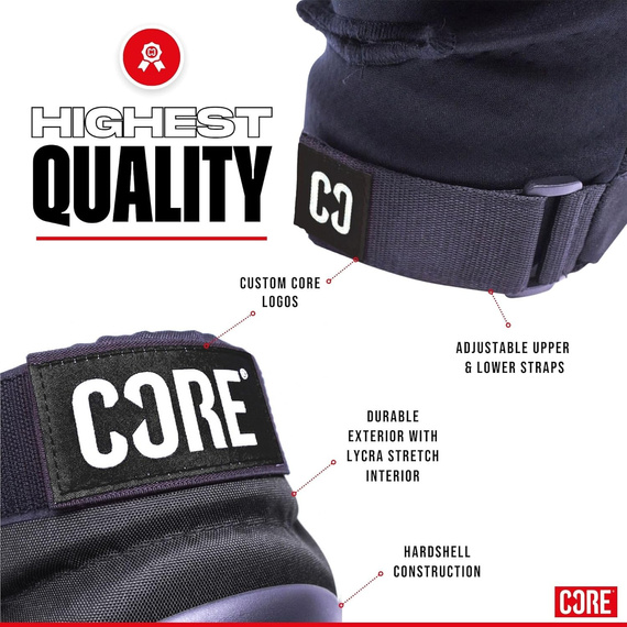 Ochraniacze na kolana CORE Street Skate Knee Pads Czarno-Szary
