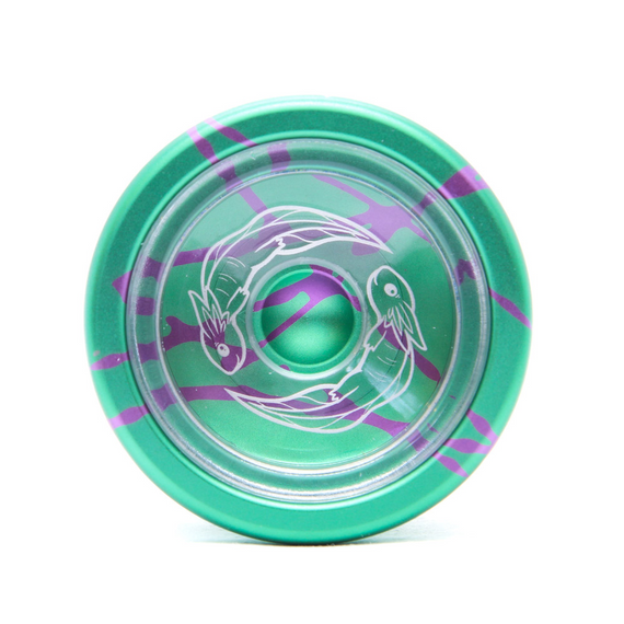 Yoyo dla zaawansowanych YoYoFactory Axolotl Metal Zielono-Fioletowy Splash 