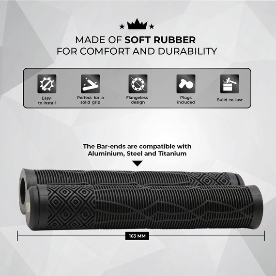 Gripy Rączki do Hulajnogi Wyczynowej NKD GOAT Stunt Scooter Grips Czarny 163 mm