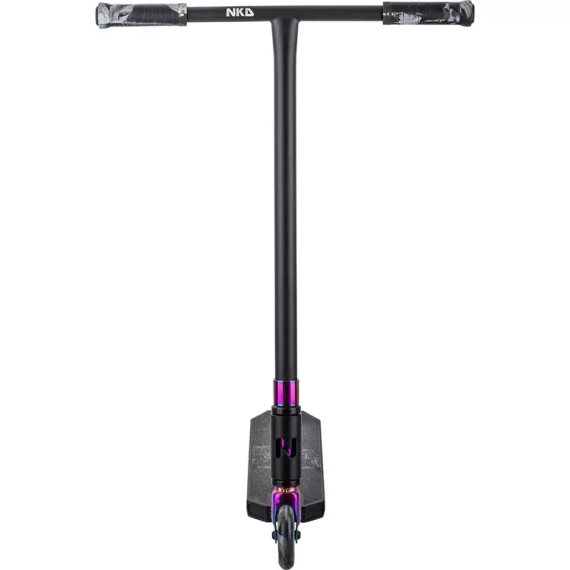 Hulajnoga Wyczynowa Aluminiowa Lekka dla młodych riderów NKD Next Generation Stunt Czarno-Tęczowa wys. 79,4 cm