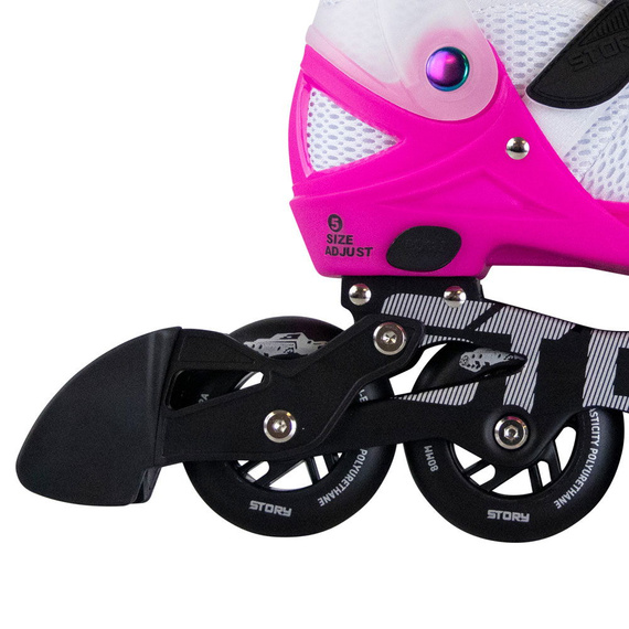 Rolki regulowane Story Motion Adjustable Inline Skates Różowo-Biało-Czarny
