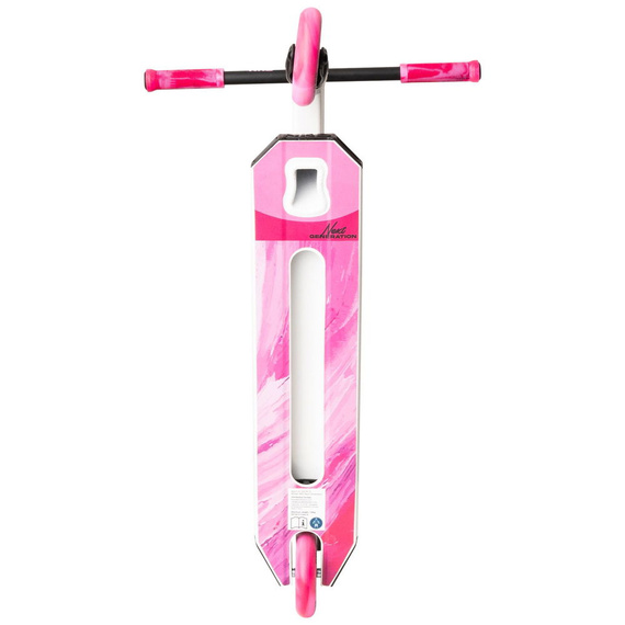 Hulajnoga Wyczynowa Aluminiowa Lekka dla młodych riderów NKD Next Generation Biało-Różowy wys. 79,4 cm
