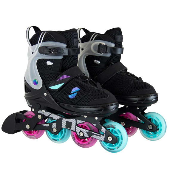 Rolki regulowane Story Motion Adjustable Inline Skates Czarno-Niebiesko-Różowy