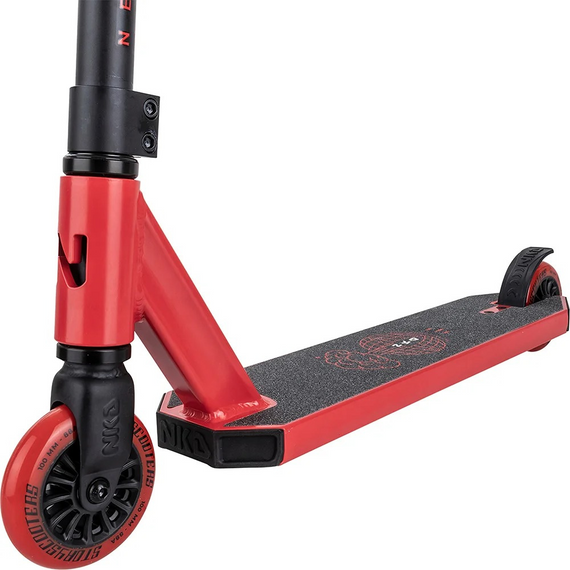 Hulajnoga Wyczynowa Aluminiowa Lekka dla młodych riderów NKD Next Generation Czerwono-Czarny wys. 79,4 cm