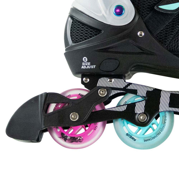Rolki regulowane Story Motion Adjustable Inline Skates Czarno-Niebiesko-Różowy