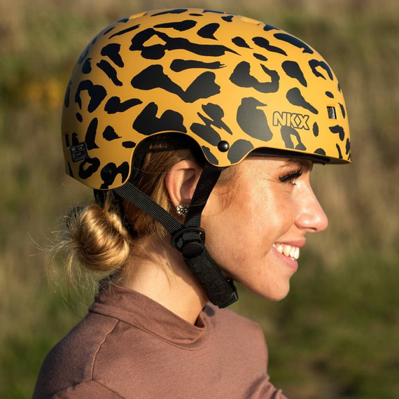 Kask Na Deskorolkę Hulajnogę NKX Brain Saver Leopard Czarno-Brązowy