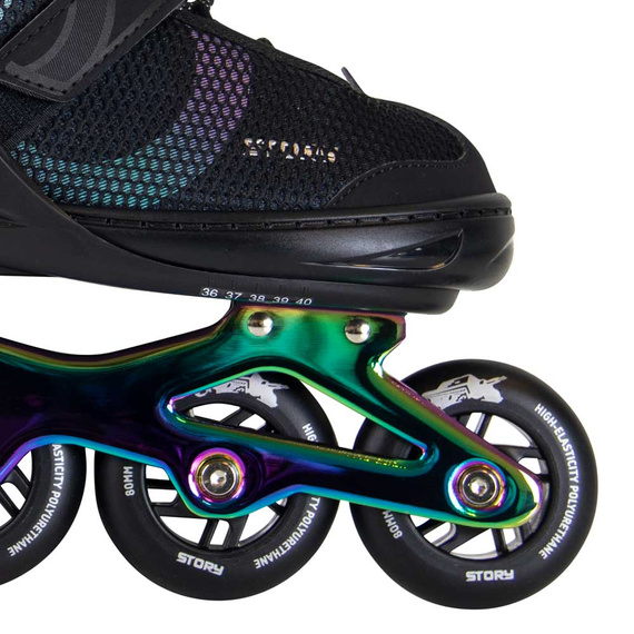 Rolki regulowane Story Motion Adjustable Inline Skates Czarno-Tęczowy