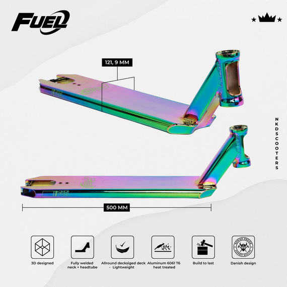 Podest Deck do Hulajnogi Wyczynowej NKD Fuel Stunt Scooter Deck Neochrome 495 mm