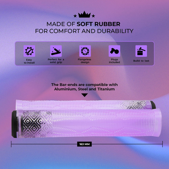 Gripy Rączki do Hulajnogi Wyczynowej NKD GOAT Stunt Scooter Grips Fioletowy 163 mm