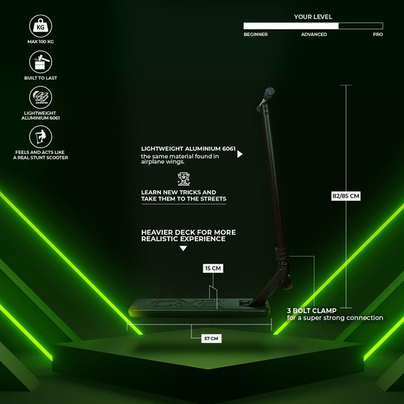 Hulajnoga Wyczynowa na trampolinę NKD Pro Trampoline Czarny wys. 82 cm