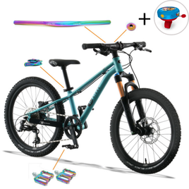 Superlekki rower dla dzieci KUbikes 20S DISC Turkusowo-Tęczowy