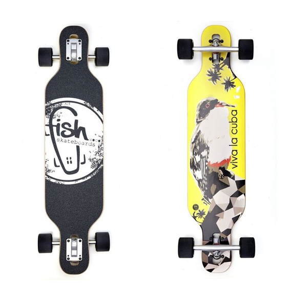 Fish Skateboards Viva La Cuba Silver Black Longboard 89cm