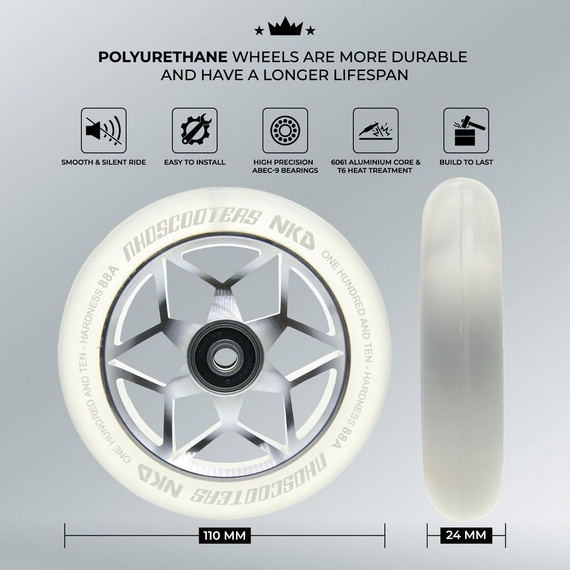 Koła do Hulajnogi NKD Goat Stunt Scooter Wheels Srebrny 110 mm
