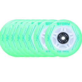 Świecące kółka z łożyskami do rolek Story Inline Skates Wheels Miętowy LED 64 mm (8 szt.)