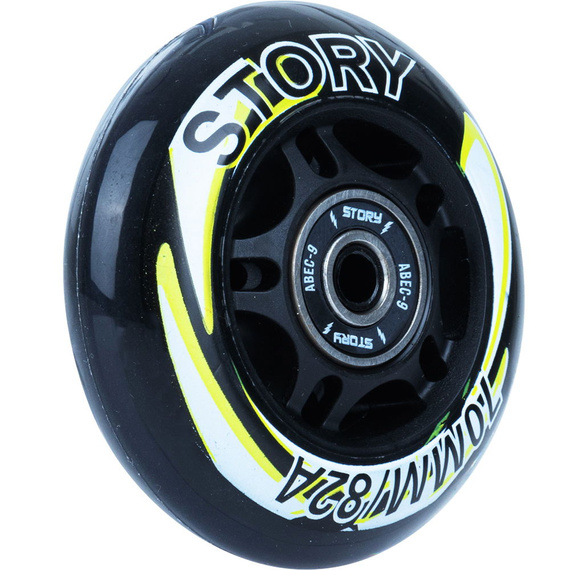 Kółka z łożyskami do rolek Story Inline Skates Wheels Czarno-Żółty 64 mm (8 szt.)