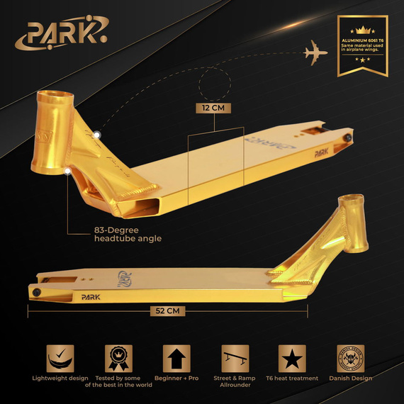 Podest Deck do Hulajnogi Wyczynowej NKD Park Stunt Scooter Deck Złoty 520 mm