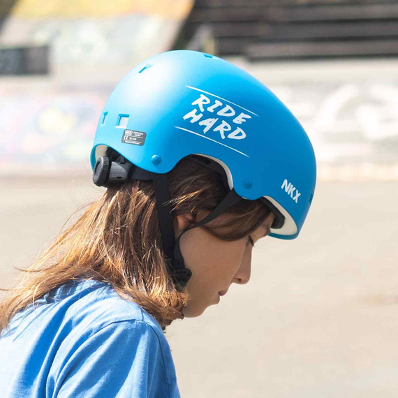 Kask Na Deskorolkę Hulajnogę NKX Brain Saver Niebieski Ride Hard