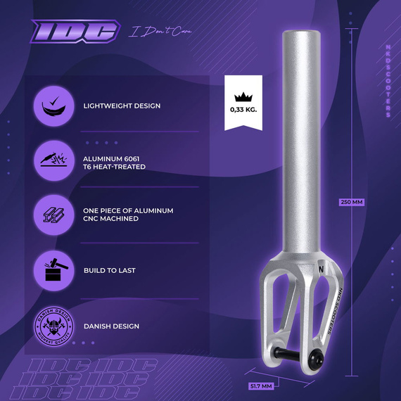 Widelec do Hulajnogi NKD IDC Stunt Scooter Fork Srebrny 250 mm