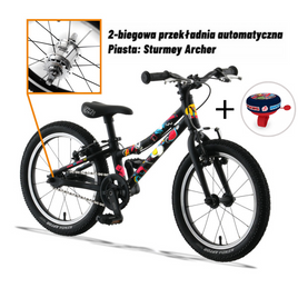 Superlekki rower dla dzieci KUbikes 16S 2-biegowy Czarny Komiks