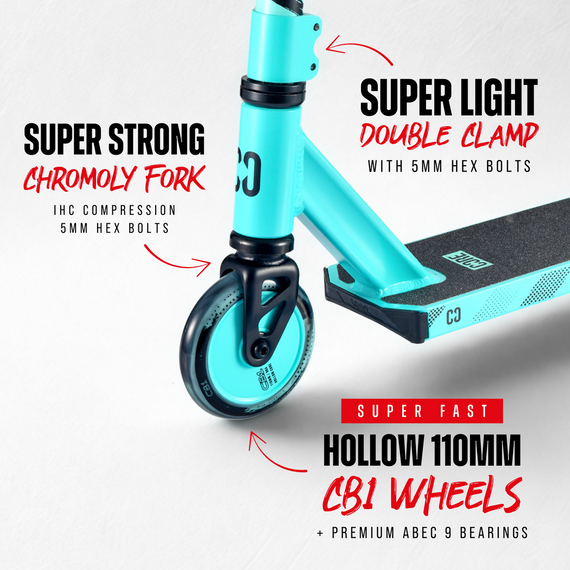 Hulajnoga Wyczynowa CORE CB1 Complete Stunt Scooter Turkusowo-Czarny wys. 79 cm