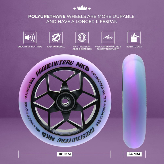 Koła do Hulajnogi NKD Goat Stunt Scooter Wheels Miętowo-Różowy 110 mm