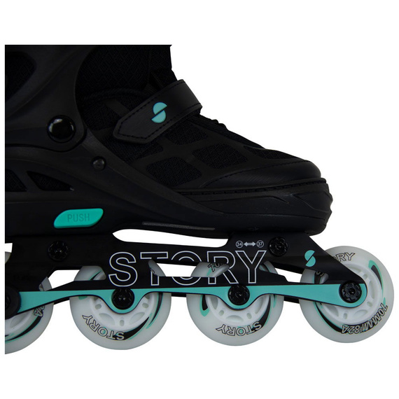 Rolki regulowane Story Midnight Adjustable Inline Skates Czarno-Miętowy LED