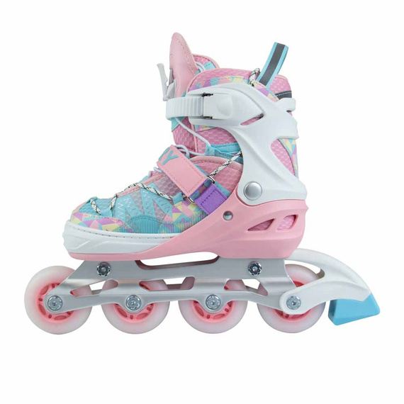 Rolki regulowane Story Spike Adjustable Inline Skates Różowo-Niebieski LED
