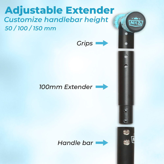 Hulajnoga wyczynowa na trampolinę NKD PRO 7.5" Trampoline Scooter Czarno-Niebieski Army wys. 60-90 cm