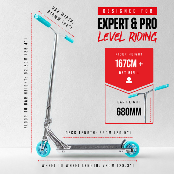 Hulajnoga Wyczynowa CORE SL3 Complete Stunt Scooter Chrome Teal wys. 92,5 cm