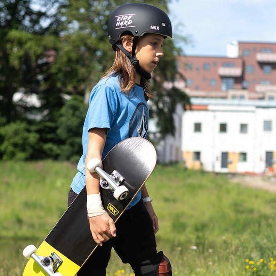 Kask Na Deskorolkę Hulajnogę NKX Brain Saver Czarny Ride Hard