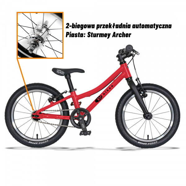 Superlekki rower dla dzieci KUbikes 16s 2-biegowy Czerwony